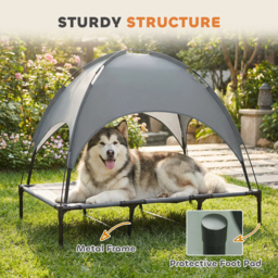 PawHut Raised Dog Bed Waterproof Elevated Pet Cot with Breathable Mesh UV Protection Canopy Grey, for XL Dogs, 122 x 92 x 108cm - Aosom UK - thumbnail 7