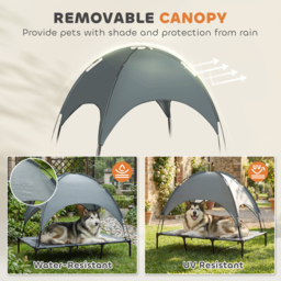 PawHut Raised Dog Bed Waterproof Elevated Pet Cot with Breathable Mesh UV Protection Canopy Grey, for XL Dogs, 122 x 92 x 108cm - Aosom UK - thumbnail 5