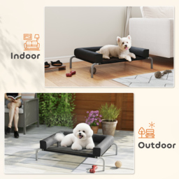 PawHut Elevated Dog Bed with Removable Bolsters, Raised Dog Bed for Small Breeds, Portable Indoor & Outdoor Pet Cots, Black - thumbnail 7