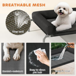PawHut Elevated Dog Bed with Removable Bolsters, Raised Dog Bed for Small Breeds, Portable Indoor & Outdoor Pet Cots, Black - thumbnail 6
