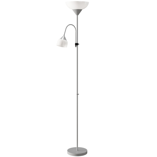 HOMCOM LED Floor Lamp for Living Room, 180cm Tall Standing Lamp, Mother and Child Uplighter with Adjustable Gooseneck, 3000K/4500K/6500K Colour Temperatures, Silver Tone - image 1