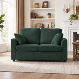 HOMCOM 2 Seater Sofa, Corduroy Small Couch with Spring Cushion, Wide and Deep Seat, Dark Green - thumbnail 9
