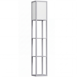 HOMCOM 3-Tier Floor Lamp, Floor Light w/ Storage Shelf, Reading Standing Lamp for Living Room, Bedroom, Office, Dorm, 160cm, Grey - Aosom UK - thumbnail 1