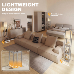 HOMCOM 3-Tier Floor Lamp, Floor Light w/ Storage Shelf, Reading Standing Lamp for Living Room, Bedroom, Office, Dorm, 160cm, Grey - Aosom UK - thumbnail 8