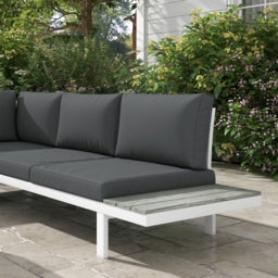 Outsunny 4 Pcs Patio Garden Set w/ 5-Level Recline Corner Sofa, Garden Lounge Sectional Conversation Sofa Set w/ Cushions, Coffee Table, White - thumbnail 9