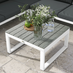 Outsunny 4 Pcs Patio Garden Set w/ 5-Level Recline Corner Sofa, Garden Lounge Sectional Conversation Sofa Set w/ Cushions, Coffee Table, White - thumbnail 8