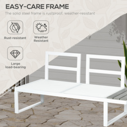 Outsunny 4 Pcs Patio Garden Set w/ 5-Level Recline Corner Sofa, Garden Lounge Sectional Conversation Sofa Set w/ Cushions, Coffee Table, White - thumbnail 4