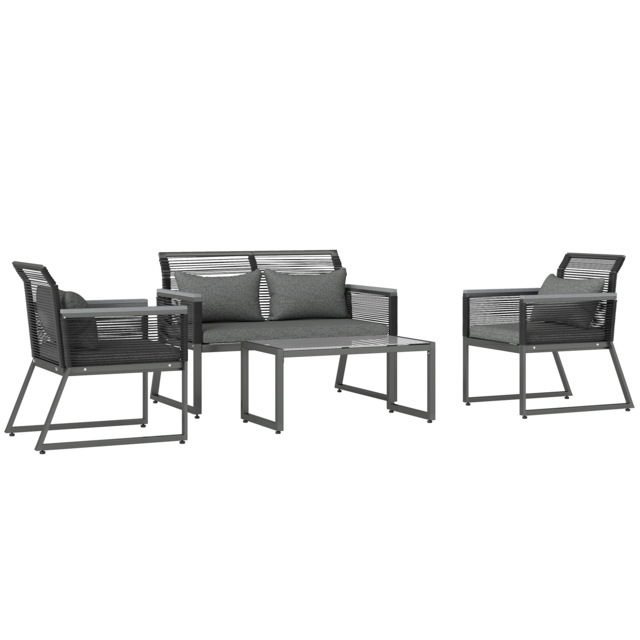 Outsunny 4 Pieces Rattan Garden Furniture Set - Charcoal Grey - Aosom UK - image 1