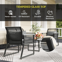 Outsunny 4 Pieces Rattan Garden Furniture Set - Charcoal Grey - Aosom UK - thumbnail 4