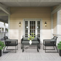 Outsunny 4 Pieces Rattan Garden Furniture Set - Charcoal Grey - Aosom UK - thumbnail 9
