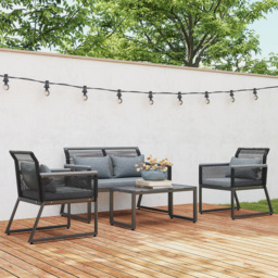 Outsunny 4 Pieces Rattan Garden Furniture Set - Charcoal Grey - Aosom UK - thumbnail 7