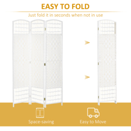 HOMCOM 3 Panel Folding Room Divider, Privacy Screen, Paravent Partition Separator for Living Room, Bedroom, White - thumbnail 4