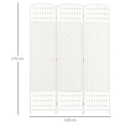 HOMCOM 3 Panel Folding Room Divider, Privacy Screen, Paravent Partition Separator for Living Room, Bedroom, White - thumbnail 3