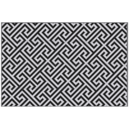 Outsunny 152 x 243 cm(5x 8ft) Outdoor Rug Reversible Mat Plastic Straw Rug Portable RV Camping Mat for Garden Deck Picnic Indoor, Black & White - thumbnail 1