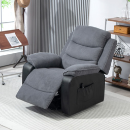 HOMCOM Power Lift Recliner Chair for Elderly, Patchwork Design Oversized Electric Riser and Recliner Armchair with Remote Control, Dark Grey - thumbnail 3