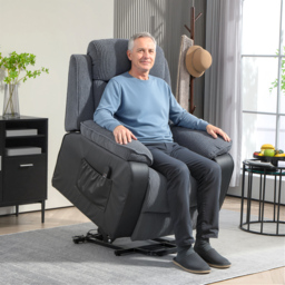 HOMCOM Power Lift Recliner Chair for Elderly, Patchwork Design Oversized Electric Riser and Recliner Armchair with Remote Control, Dark Grey - thumbnail 2