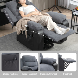 HOMCOM Power Lift Recliner Chair for Elderly, Patchwork Design Oversized Electric Riser and Recliner Armchair with Remote Control, Dark Grey - thumbnail 8