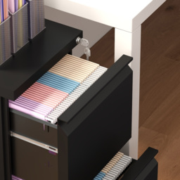 Vinsetto 2 Drawer Small Filing Cabinet on Wheels, Steel Lockable File Cabinet w/ Adjustable Hanging Bar for Letter, A4 & Legal Size, Black - Aosom UK - thumbnail 9