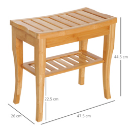 HOMCOM Bamboo Bathroom Shower Bench w/ Lower Shelf - Aosom UK - thumbnail 3