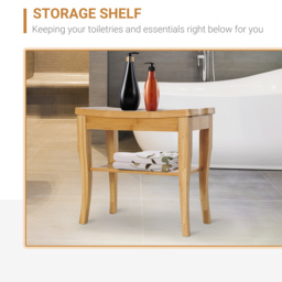 HOMCOM Bamboo Bathroom Shower Bench w/ Lower Shelf - Aosom UK - thumbnail 8
