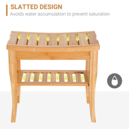 HOMCOM Bamboo Bathroom Shower Bench w/ Lower Shelf - Aosom UK - thumbnail 6