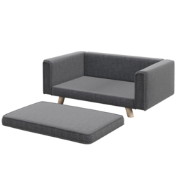 PawHut Dog Sofa Bed, Elevated Dog Couch for Medium and Small Dogs, with Soft Cushion, Removable and Washable Cover, Grey - Aosom UK - thumbnail 1