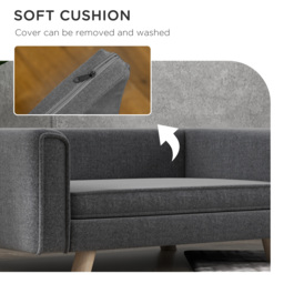 PawHut Dog Sofa Bed, Elevated Dog Couch for Medium and Small Dogs, with Soft Cushion, Removable and Washable Cover, Grey - Aosom UK - thumbnail 5