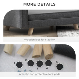 PawHut Dog Sofa Bed, Elevated Dog Couch for Medium and Small Dogs, with Soft Cushion, Removable and Washable Cover, Grey - Aosom UK - thumbnail 8
