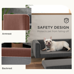 PawHut Dog Sofa Bed, Elevated Dog Couch for Medium and Small Dogs, with Soft Cushion, Removable and Washable Cover, Grey - Aosom UK - thumbnail 7