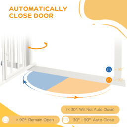 PawHut Stair Dog Gate with Cat Door, Pressure Fit, Auto Close, Double Lock, 74-100cm Openings, White - Aosom UK - thumbnail 6