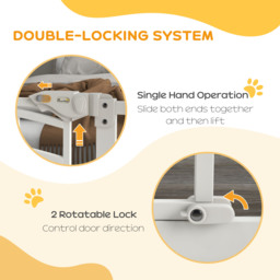 PawHut Stair Dog Gate with Cat Door, Pressure Fit, Auto Close, Double Lock, 74-100cm Openings, White - Aosom UK - thumbnail 5