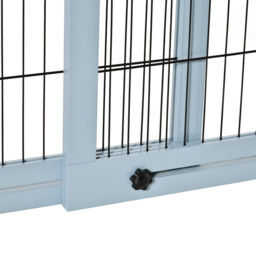 PawHut Adjustable Wooden Pet Gate, Freestanding Dog Barrier Fence with 3 Panels for Doorway, Hallway, 69H x 104-183H cm, Blue - thumbnail 9