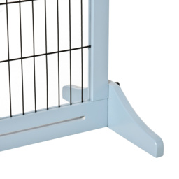 PawHut Adjustable Wooden Pet Gate, Freestanding Dog Barrier Fence with 3 Panels for Doorway, Hallway, 69H x 104-183H cm, Blue - thumbnail 8