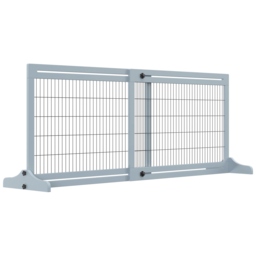 PawHut Adjustable Wooden Pet Gate, Freestanding Dog Barrier Fence with 3 Panels for Doorway, Hallway, 69H x 104-183H cm, Blue