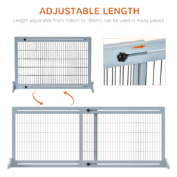 PawHut Adjustable Wooden Pet Gate, Freestanding Dog Barrier Fence with 3 Panels for Doorway, Hallway, 69H x 104-183H cm, Blue - thumbnail 4