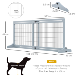 PawHut Adjustable Wooden Pet Gate, Freestanding Dog Barrier Fence with 3 Panels for Doorway, Hallway, 69H x 104-183H cm, Blue - thumbnail 3