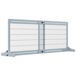 PawHut Adjustable Wooden Pet Gate, Freestanding Dog Barrier Fence with 3 Panels for Doorway, Hallway, 69H x 104-183H cm, Blue