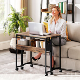 HOMCOM 80 cm Drop Leaf Writing Work Desk, Compact & Stylish Desk for Home Office, Rustic Brown - Aosom UK - thumbnail 9