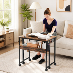 HOMCOM 80 cm Drop Leaf Writing Work Desk, Compact & Stylish Desk for Home Office, Rustic Brown - Aosom UK - thumbnail 8