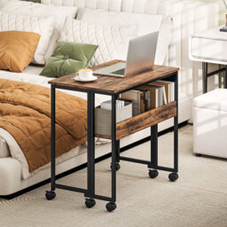 HOMCOM 80 cm Drop Leaf Writing Work Desk, Compact & Stylish Desk for Home Office, Rustic Brown - Aosom UK - thumbnail 7