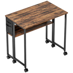 HOMCOM 80 cm Drop Leaf Writing Work Desk, Compact & Stylish Desk for Home Office, Rustic Brown - Aosom UK