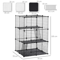 PawHut Pet Playpen, DIY Small Animal Cage with Metal Wire Fence, 39 Panels, 3 Doors, 2 Ramps, for Kitten, Bunny, Black. - Aosom UK - thumbnail 3