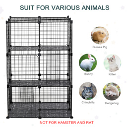 PawHut Pet Playpen, DIY Small Animal Cage with Metal Wire Fence, 39 Panels, 3 Doors, 2 Ramps, for Kitten, Bunny, Black. - Aosom UK - thumbnail 5