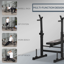 HOMCOM Adjustable Weight Bench Foldable Bench Press, with Barbell Rack, Black - thumbnail 4