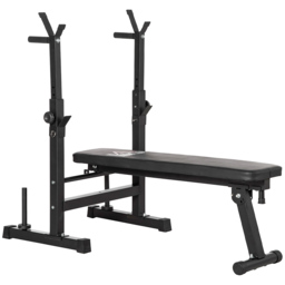 HOMCOM Adjustable Weight Bench Foldable Bench Press, with Barbell Rack, Black - thumbnail 1