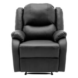 Adjustable Pull‑tab Recliner with Side Storage Pocket, Padded Cushions, High‑back Armchair for the Elderly, 82L x 86W x 99H cm, Black - Aosom UK - thumbnail 2