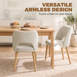 HOMCOM Dining Chairs Set Upholstered Kitchen Chenille Tool Free Assembly Rubberwood Legs, Beige - thumbnail 7