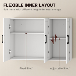 HOMCOM Bathroom Wall Cabinet, Wall Mounted Bathroom Cabinet, Over the Toilet Space Saver with Adjustable Shelves, White - thumbnail 5
