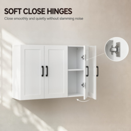 HOMCOM Bathroom Wall Cabinet, Wall Mounted Bathroom Cabinet, Over the Toilet Space Saver with Adjustable Shelves, White - thumbnail 6