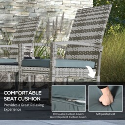 Outsunny Outdoor PE Rattan Rocking Chair Set of 2, Garden Rocking Chair Set with Armrest and Cushion, Light Grey - Aosom UK - thumbnail 6